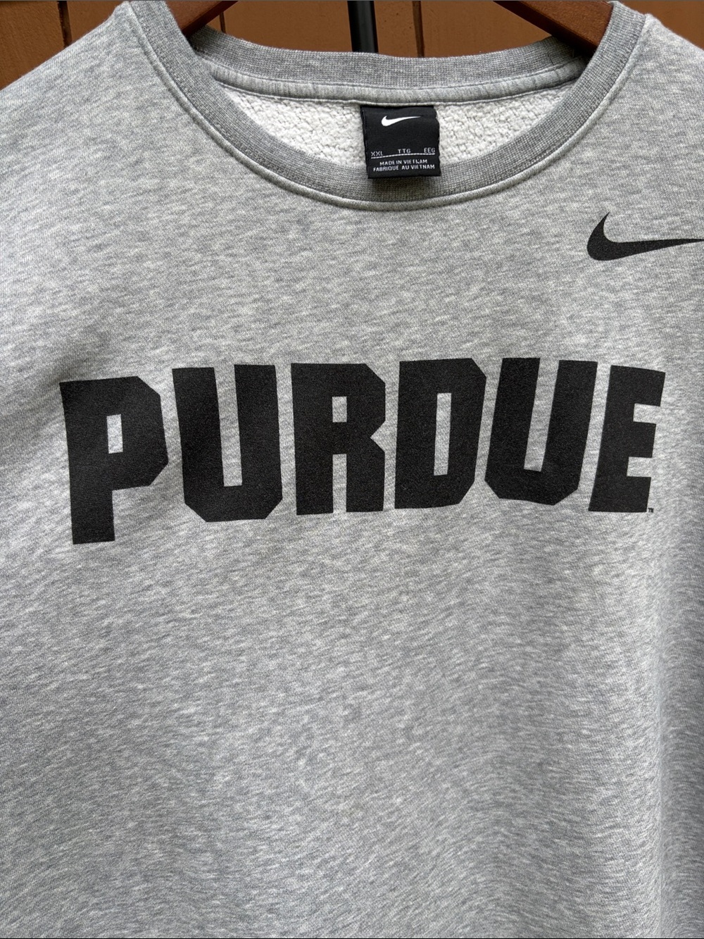 NIKE | Grey Purdue Club Fleece Crew Collegiate Varsity Sweatshirt | Size XXL